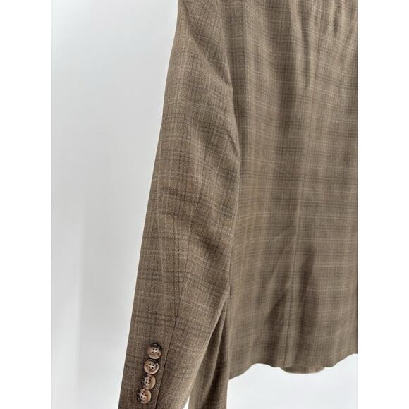 Ralph Lauren Suit Jacket Mens 42S Brown Plaid Silk Wool Single Breasted Tweed - Picture 8 of 15
